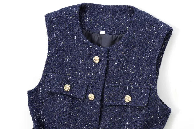 Sequin Belted Vest